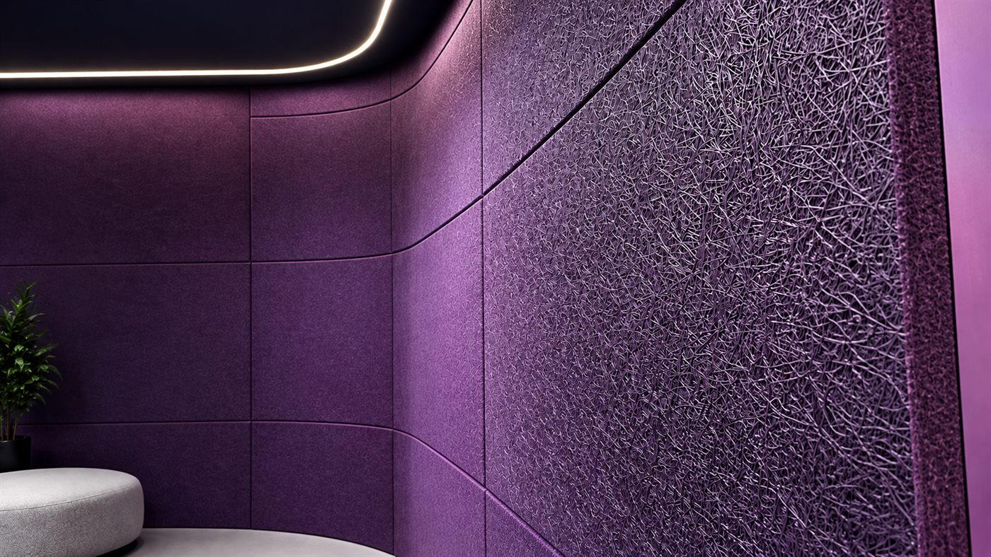 Revestimento de parede acústico HERA DESIGN em textura de fibra de madeira